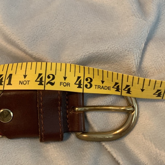 Italian braided leather belt brown green tan brass rounded buckle Italy size 37 - Picture 6 of 7